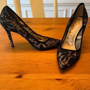 Sam Edelman Hazel Pumps Black/Nude Botanical Lace Size 6M
